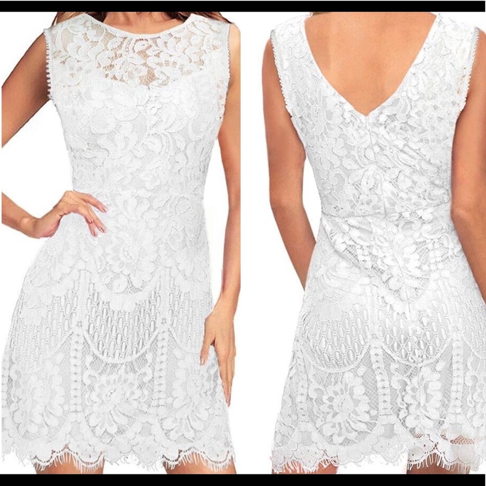 White Cocktail Dress Sz Med